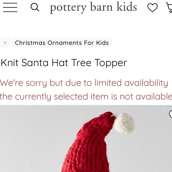 Pottery Barn Kids Knit Santa Claus Hat Tree Topper - Picture 16 of 16